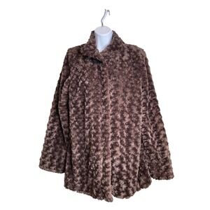 Dennis Basso Women's‎ Faux Brown Persian Curly Lamb Jacket Size XS Oversized